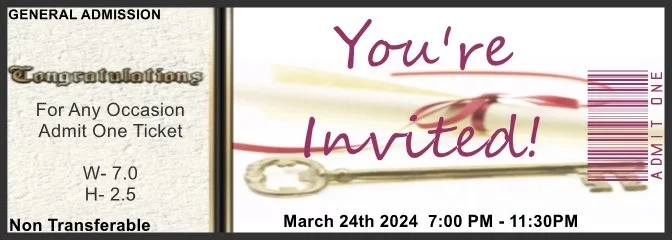 Grad Key Admit One Ticket