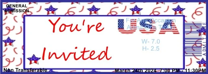 USA Stars 1 Admit One Ticket