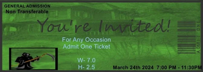 Halloween Reaper Admit One Ticket