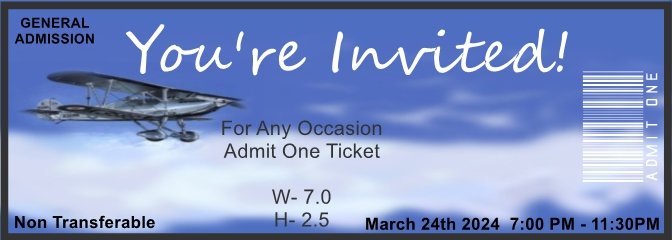 Birthday Plane Admit One Ticket