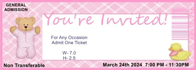 Teddy Pink Admit One Ticket