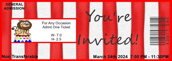 Circus Lion Admit One Ticket