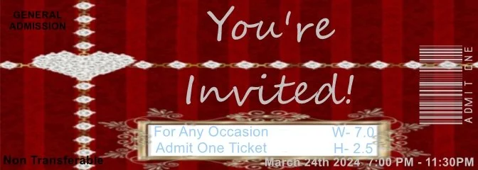 I Love You Stripes Admit One Ticket