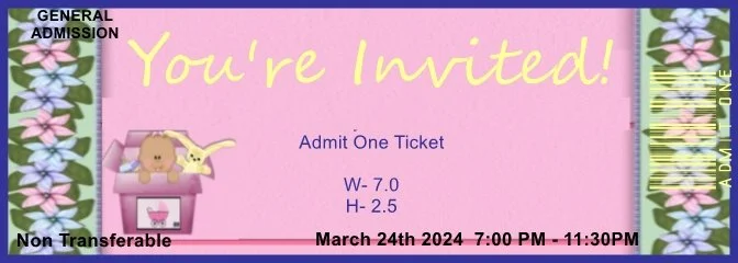 Delivery Box Baby Girl Admit One Ticket