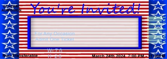 Stars Stripes Admit One Ticket