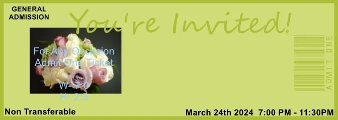 Wedding Bouquet Green Admit One Ticket