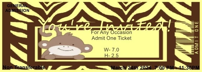 Brown Monkey Admit One Ticket