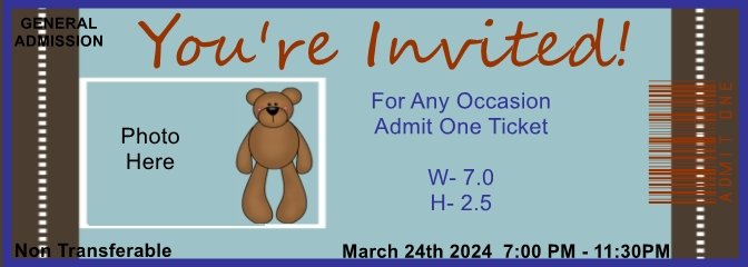 Bear Birth Announcement Admit One Ticket