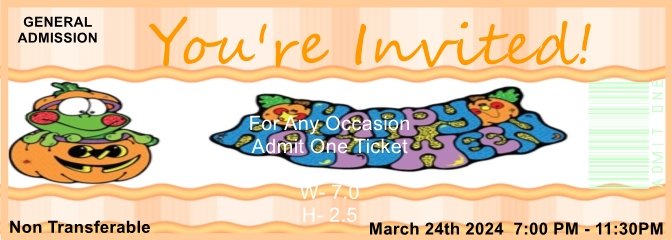 Halloween Frog 1 Admit One Ticket