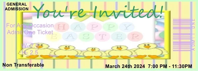 Easter Stripes Admit One Ticket