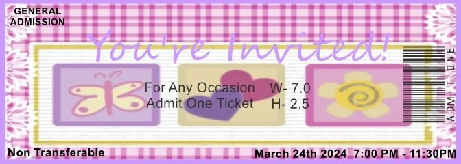 1st Birthday Blocks Admit One Ticket