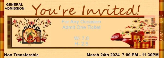 Thanksgiving Thanks Admit One Ticket