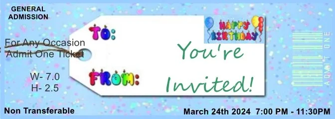 Birthday Candles Admit One Ticket