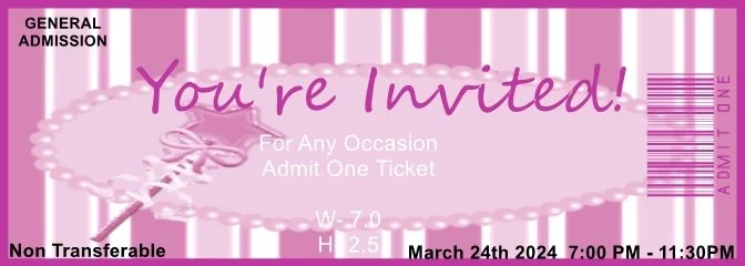 Pink Wand Admit One Ticket