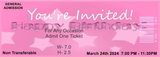 B-day Stars - Pink Admit One Ticket