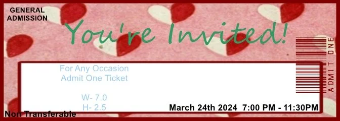 Valentine Double Hearts Admit One Ticket