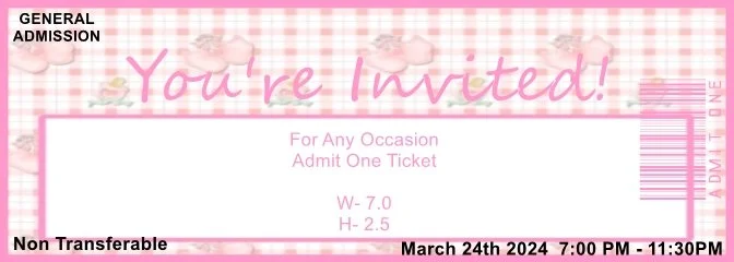 Pink Baby Booties Admit One Ticket
