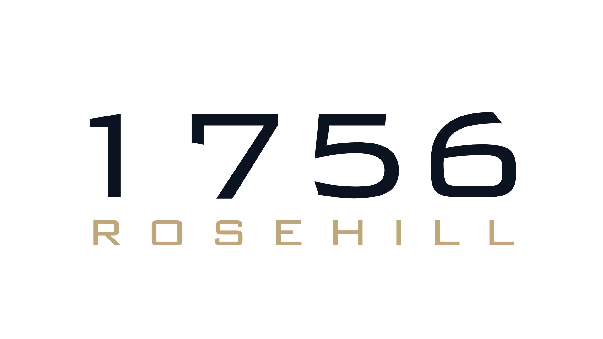 Large black numbers '1756' with the word 'ROSEHILL' beneath in beige letters on a white background.