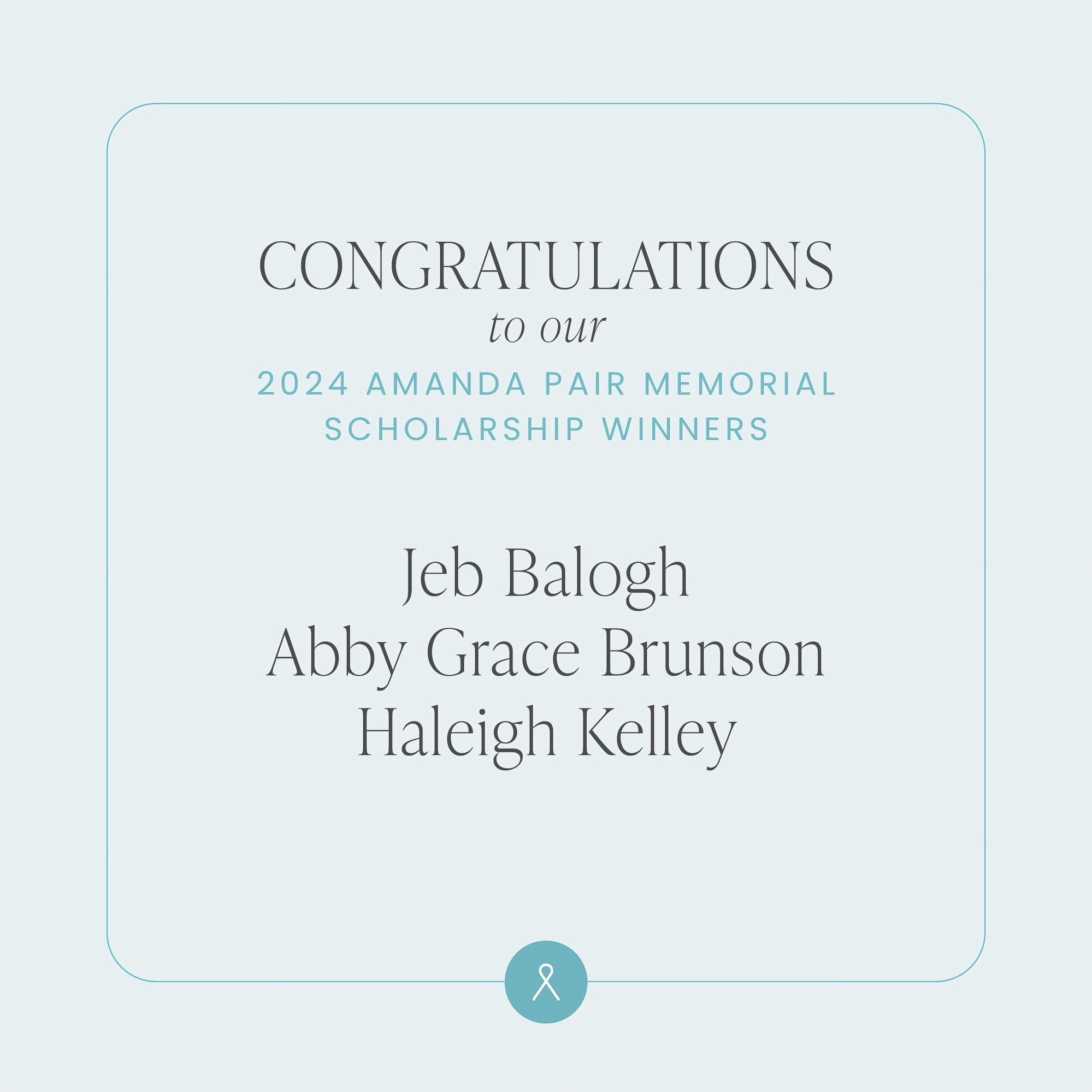 A big CONGRATULATIONS to our 2024 Amanda Pair Memorial Scholarship Winners who exemplify the R.E.B.E.L.S. Who Lead spirit through VHELP&rsquo;s core values.

Jeb Baluch &bull; Abby Grace Brunson &bull; Haleigh Kelley