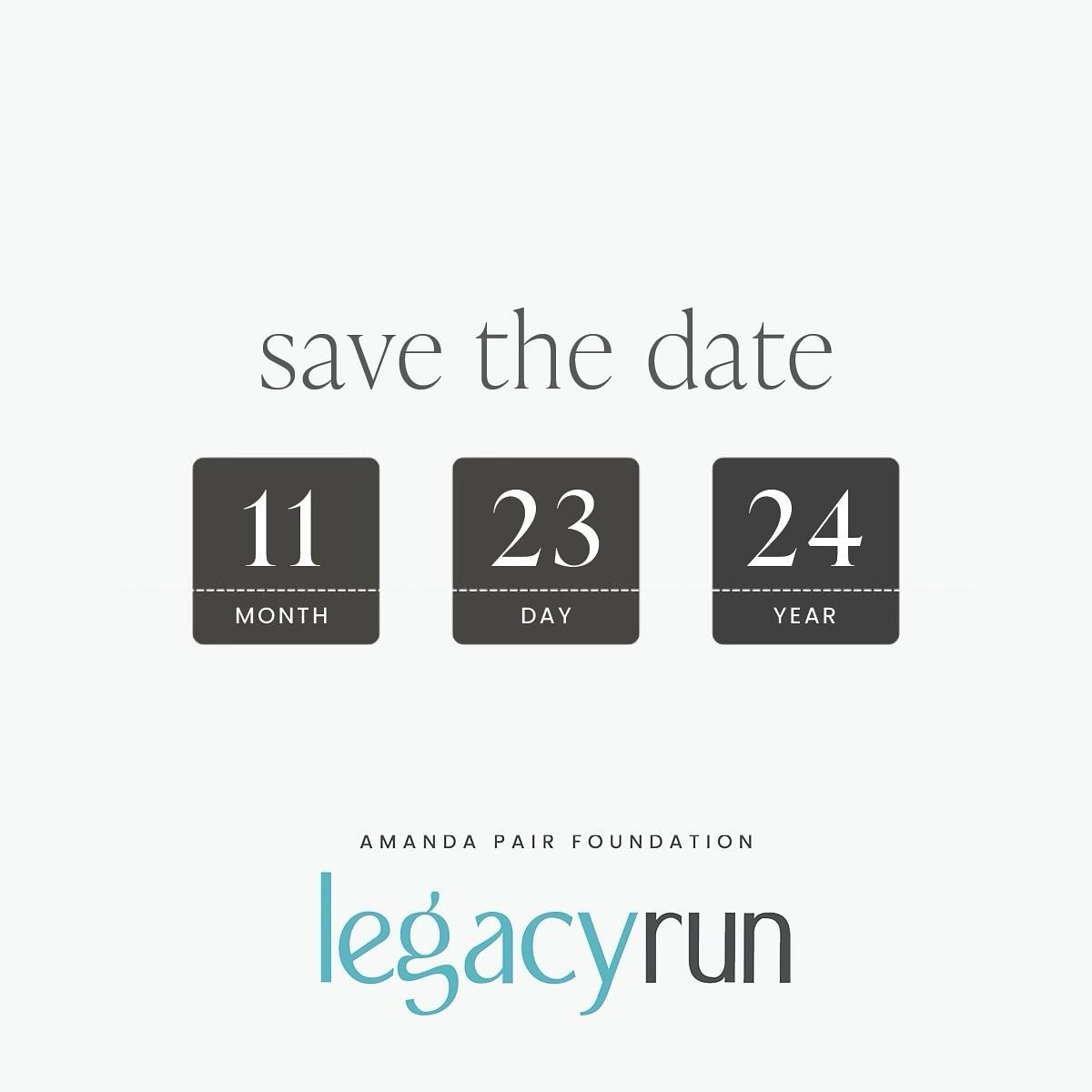 Our next large scale event will be our Legacy Run! Pencil us in for November 23rd so you can be part of overcoming cancer! Walkers and runners of all ages are encouraged to participate in this family-friendly event.

#amandapairfoundation #apf #legac