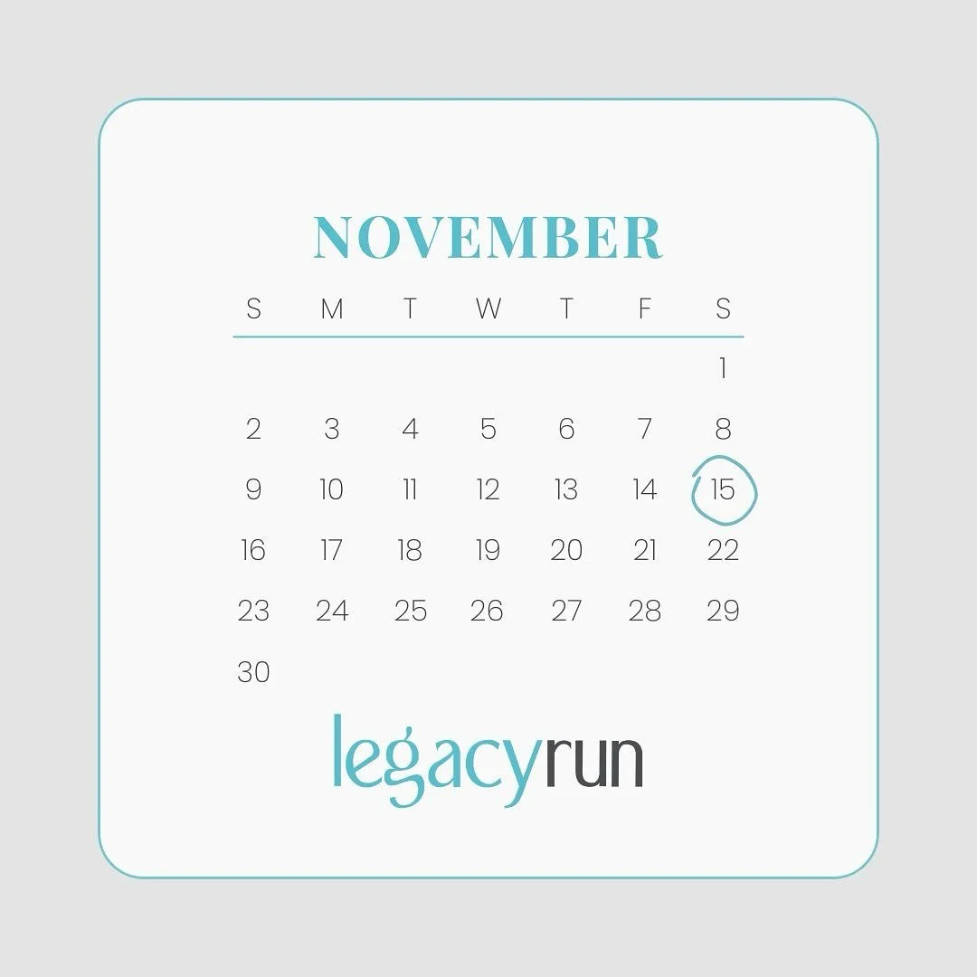 Here is your reminder to register for the Legacy Run happening November 15th!

This is a family-friendly event for runners and walkers of all ages, so gather your whole crew and join us for this energetic day of impact to overcome cancer!

amandapair