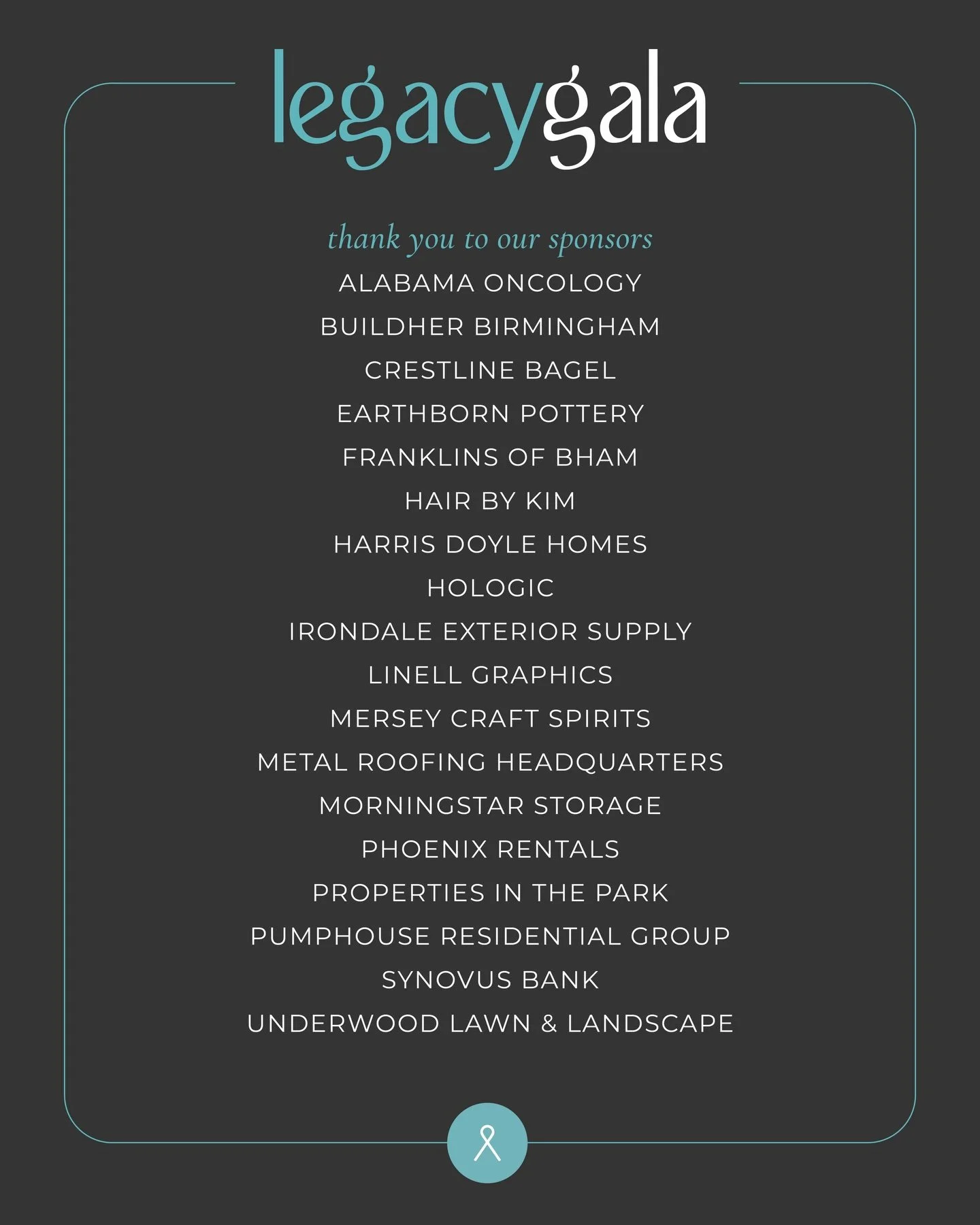 Thank you to our sponsors! We are so grateful for the commitment of these local businesses and organizations to overcome cancer through community! Your generosity not only helps fund the work we do, but it makes a statement to those we serve that the
