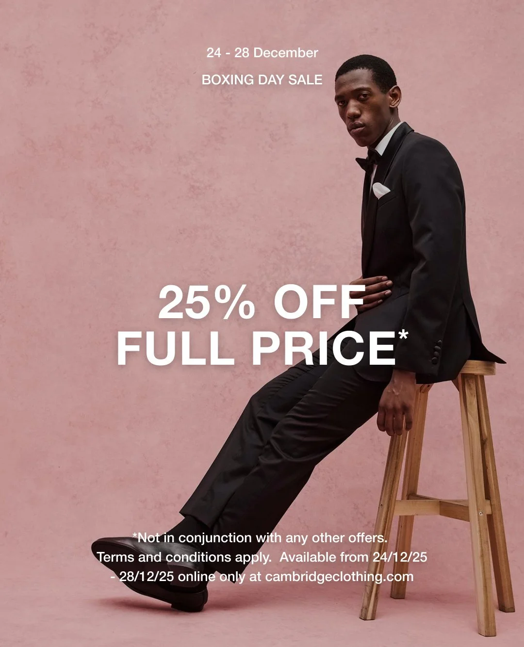BOXING DAY SALE. From 24-28 December, get 25% OFF full-priced* items when you shop Gibson online at cambridgeclothing.com. ⁠Get in quick.⁠
⁠
Link in bio to shop. ⁠
*Ts&amp;Cs apply, online only.