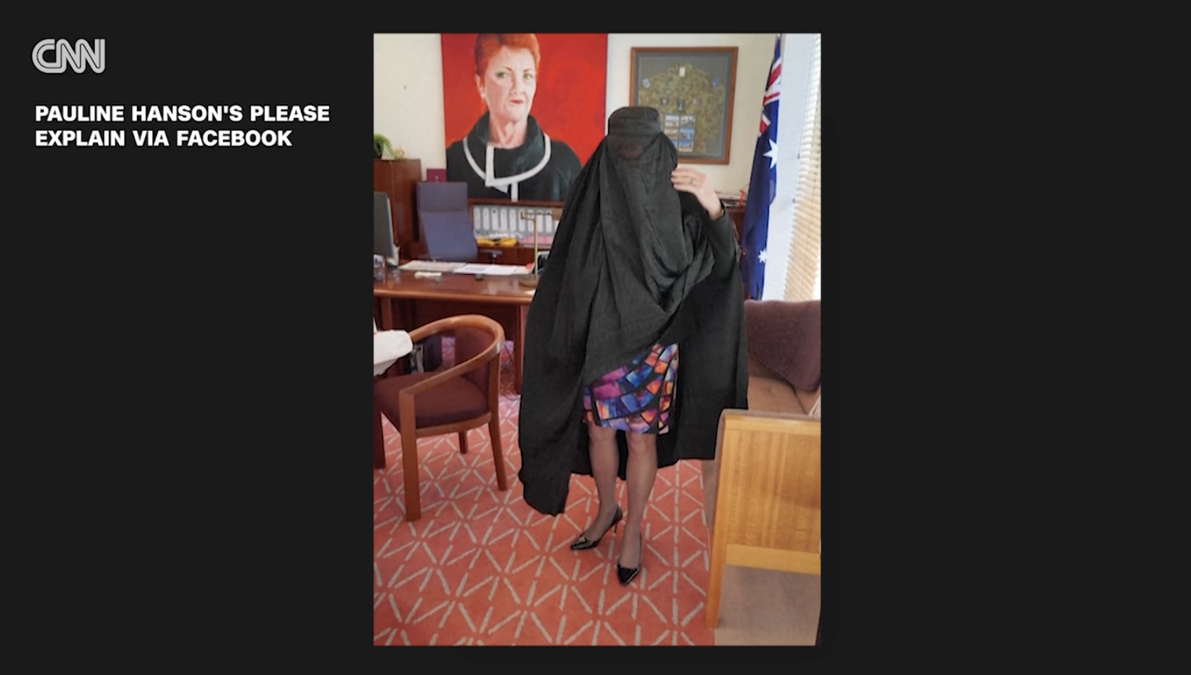 Australian far-right politician wears burqa as political prop