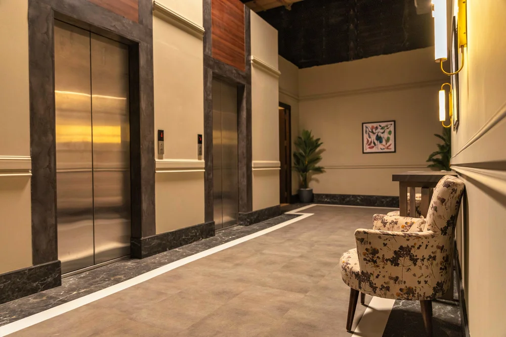 Lift lobby studio set with operational lifts in Gurgaon