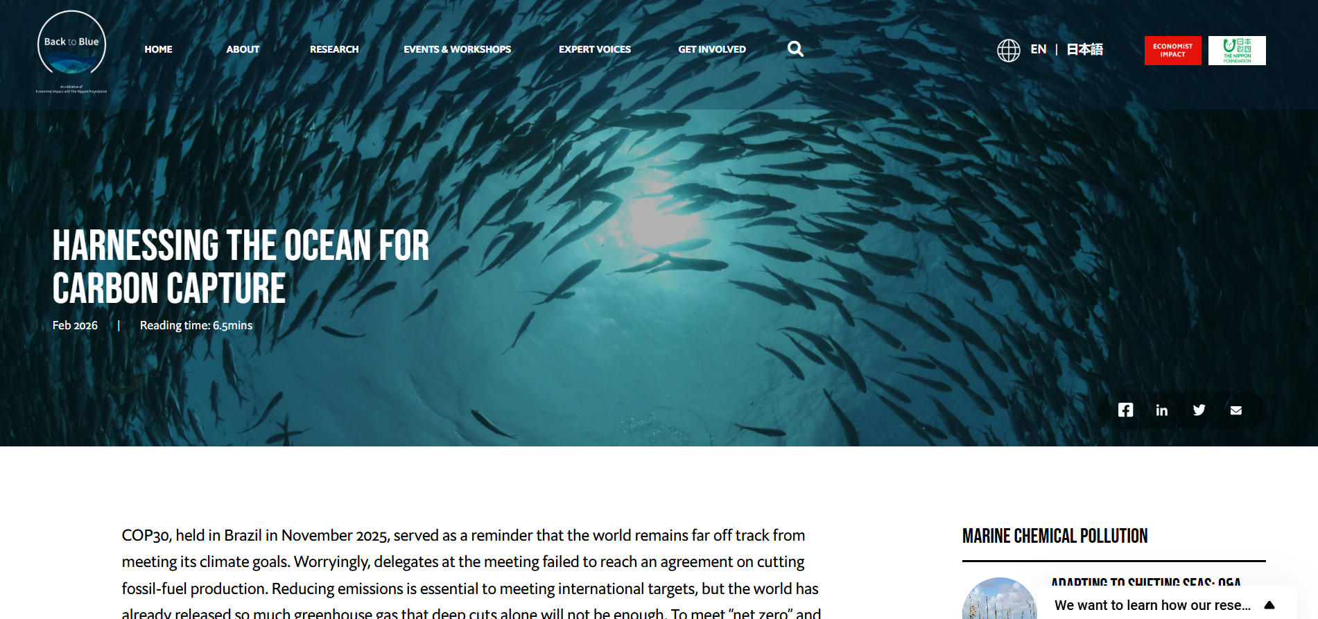 SeaO₂ Featured in Economist Impact: Harnessing the Ocean for Carbon Removal