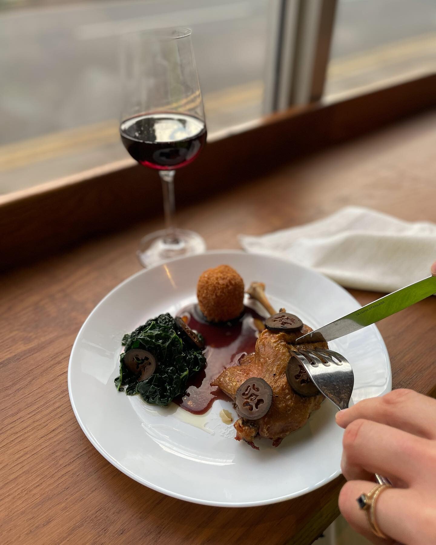 A few new dishes on the menu this week, marking the change to more spring-like weather (🤞 for that!)

Duck leg confit with Comte croquette and pickled walnut ketchup was a particular treat at our tasting today! But there&rsquo;s lots more to love, i