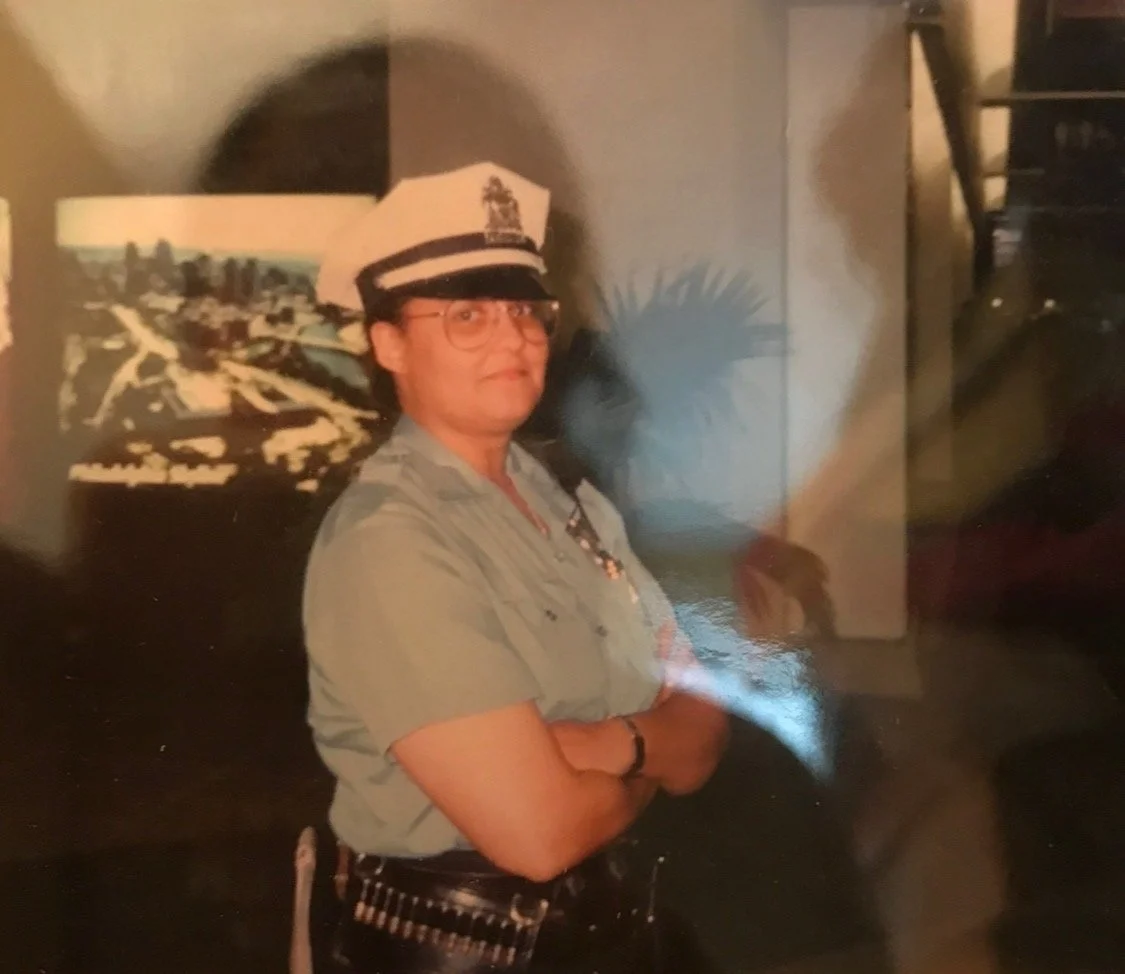 A young Andrea Ligon on the job as one of Philadelphia's first Native American female police officers.