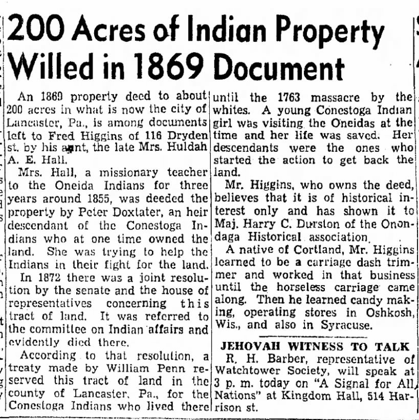 The 1872 Joint resolution — The ConestogaSusquehannock Tribe