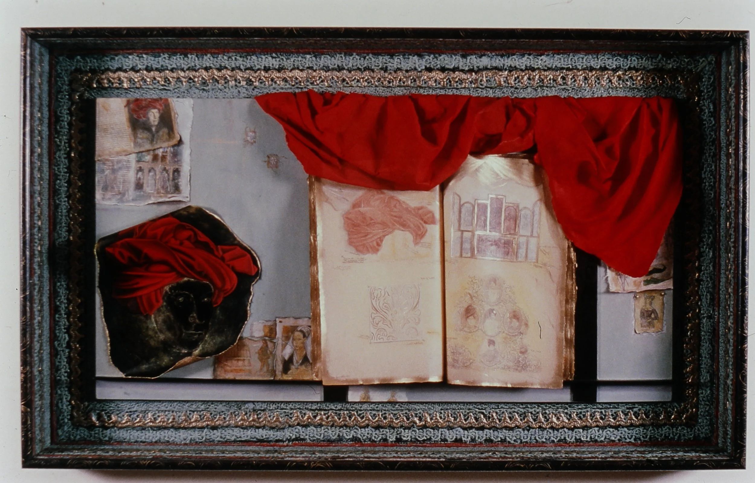 Studio Wall Series:  Red Tableau, 1990, 34" x 56" x 6" 