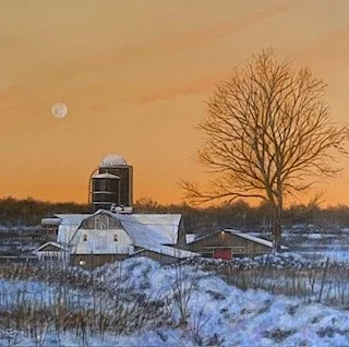 Winter Dusk 12x12 - 16x16 framed Del-Bourree Bach.jpg