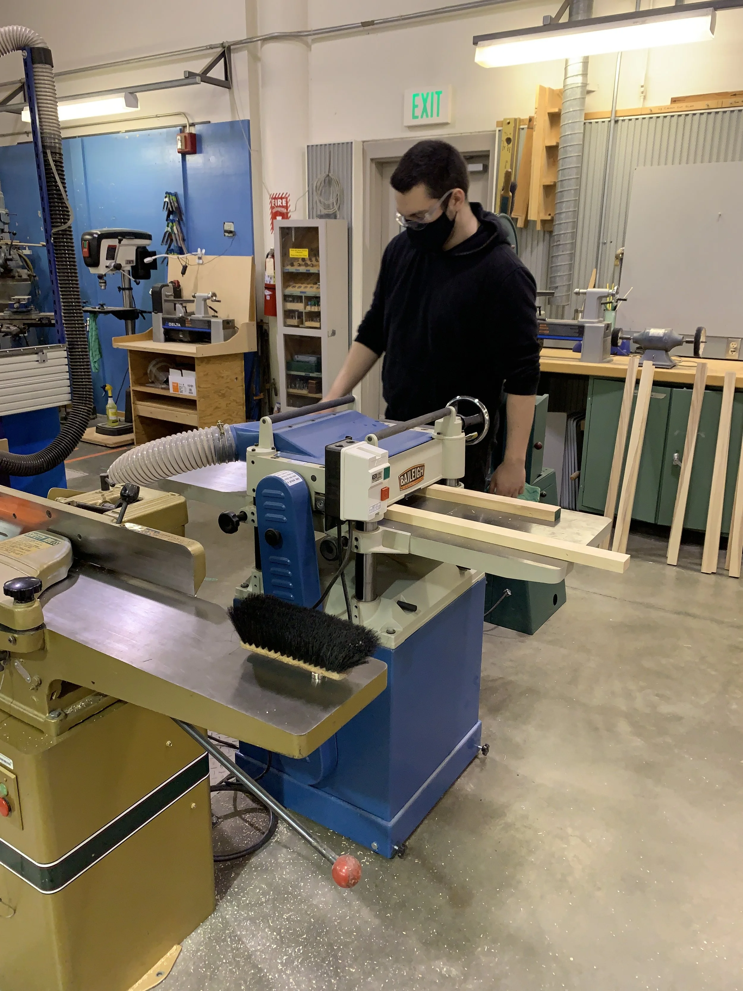 Austin on the planer. 