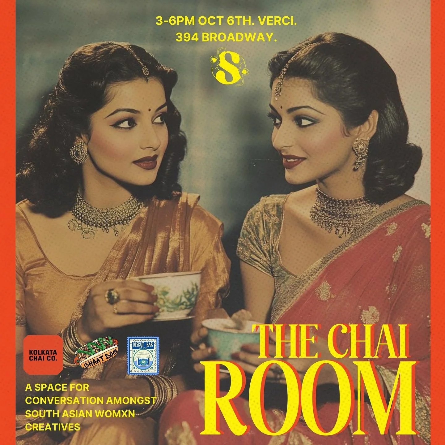 The Chai Room in collaboration with @kolkatachaico at @vercinyc ☕️
An invite-only conversation space for South Asian Womxn creatives. Because sometimes... the best ideas happen over a cup of chai 🧡
bites by @biskutbar & @chaatdogs 
gifts from