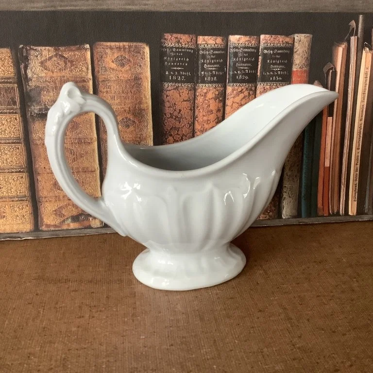 (#22.50) President Shape Gravy Boat; 8-1/4”L; impressed J. Edwards President Shape; Registered 1856.  Fine condition.  *SOLD*