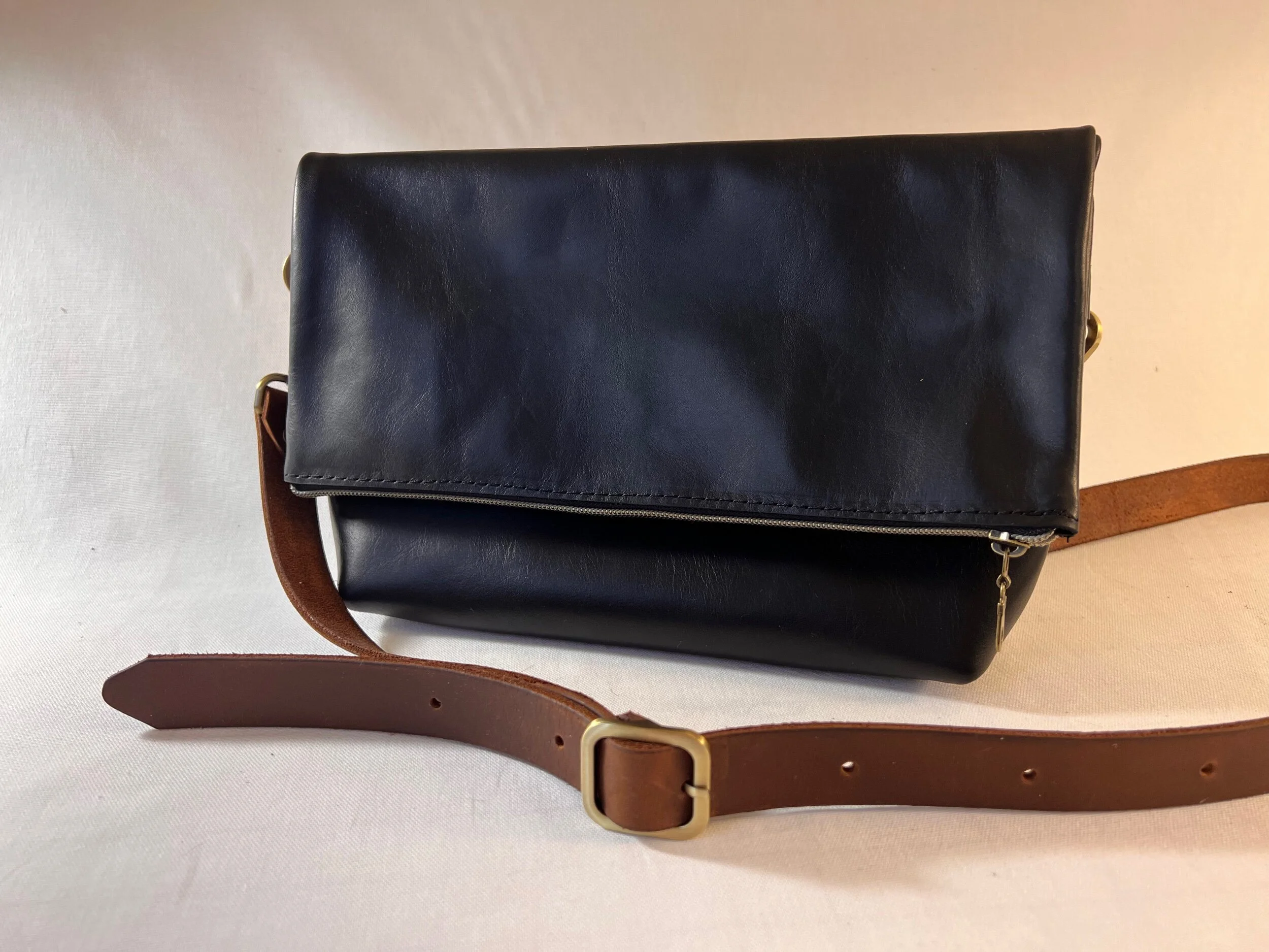Coldwater Creek Black Faux Leather Fold-Over Crossbody Bag Amazon.com: Leather Foldover Crossbody Bag With Adjustable  main image 3