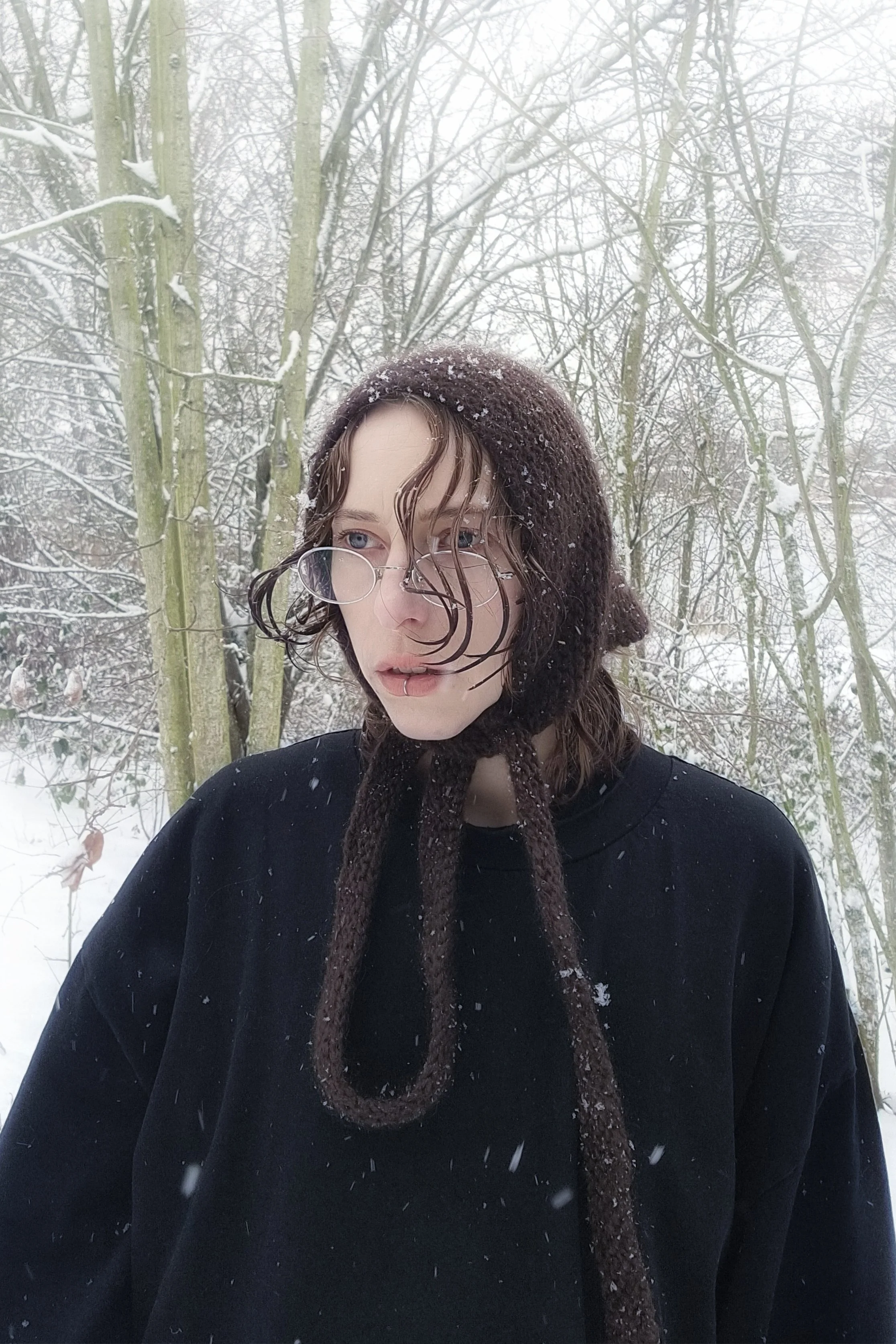 BONNET 1 - brown, merino silk mohair