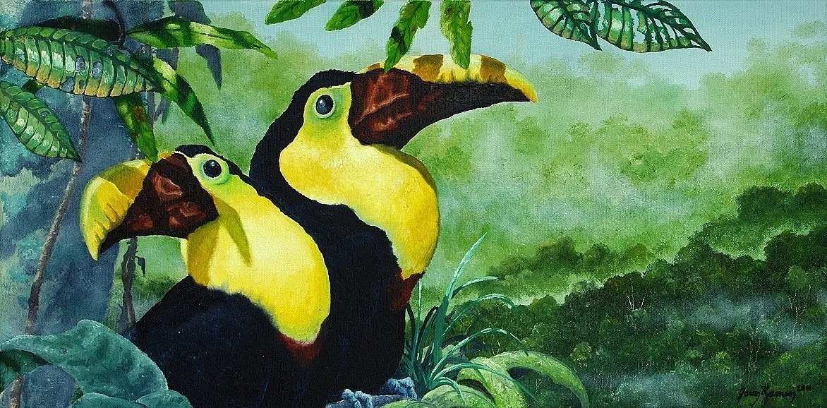 Chestnut Mandibled Toucans - Oil - 10x20 (SOLD)