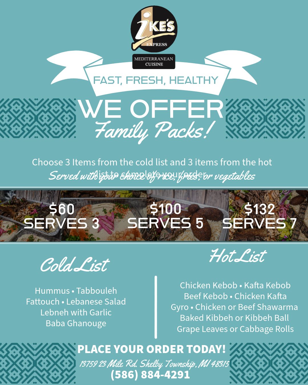 Ike's Express | Family Pack Catering Options for groups of 3, 5 or 7 ...