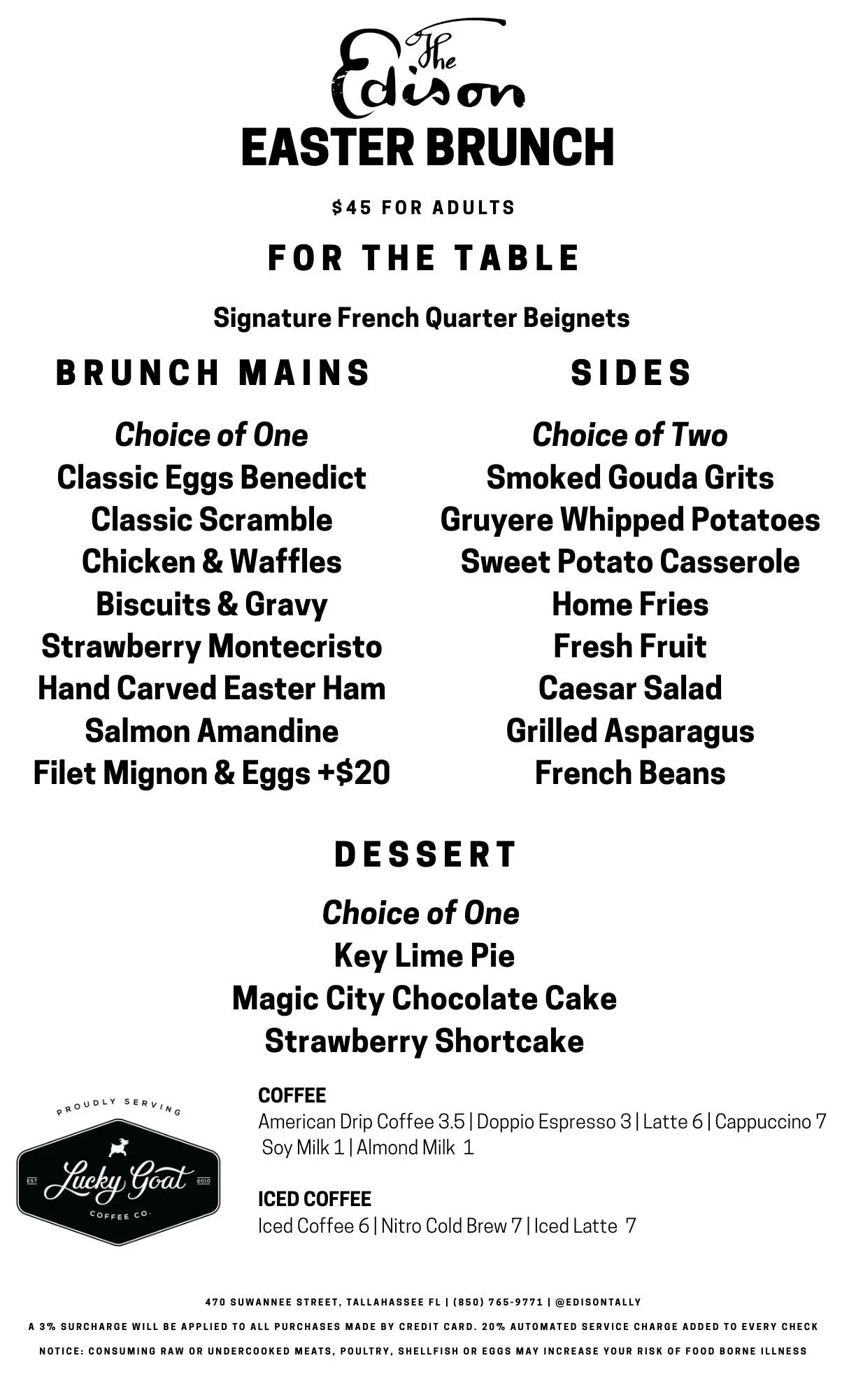 2026 Edison Easter Menu ADULT