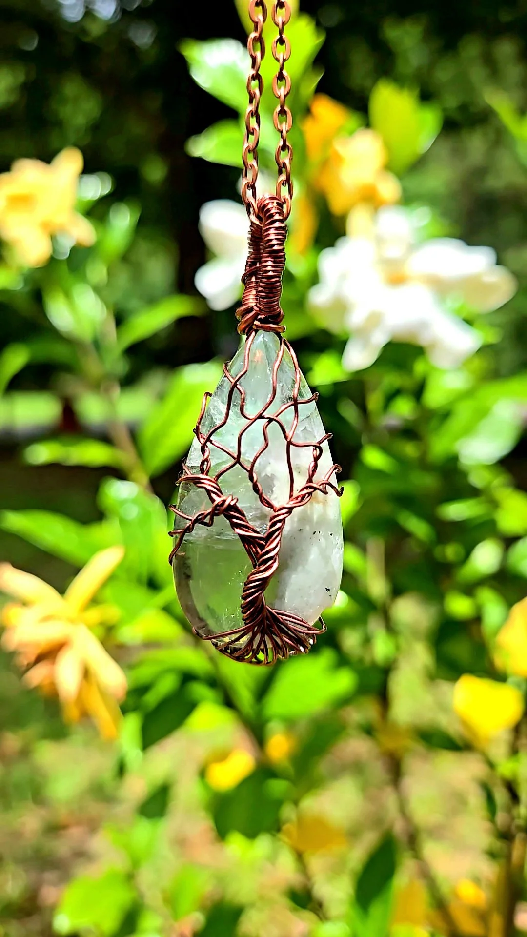 Green Fluorite Tree of Life Necklace | Handmade Copper Jewelry