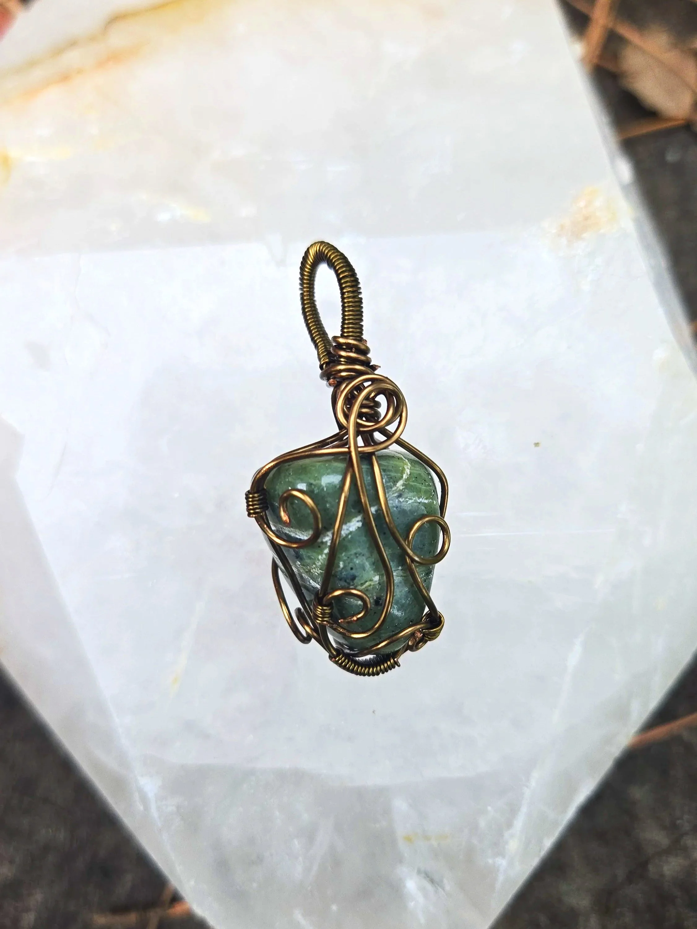 Nephrite Jade Necklace | Handmade Copper Jewelry