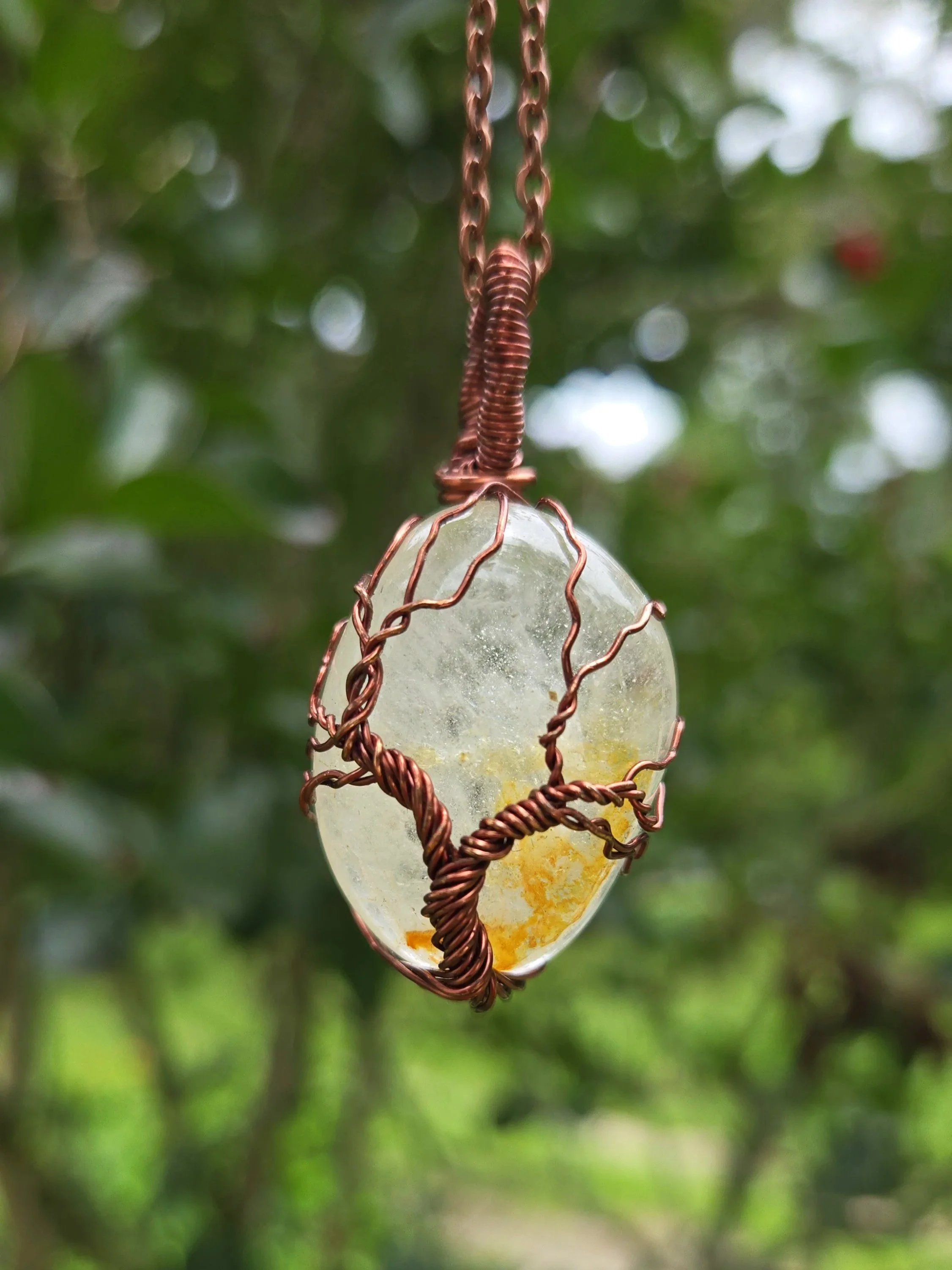 Topaz Tree of Life Pendant | Handmade Copper Jewelry