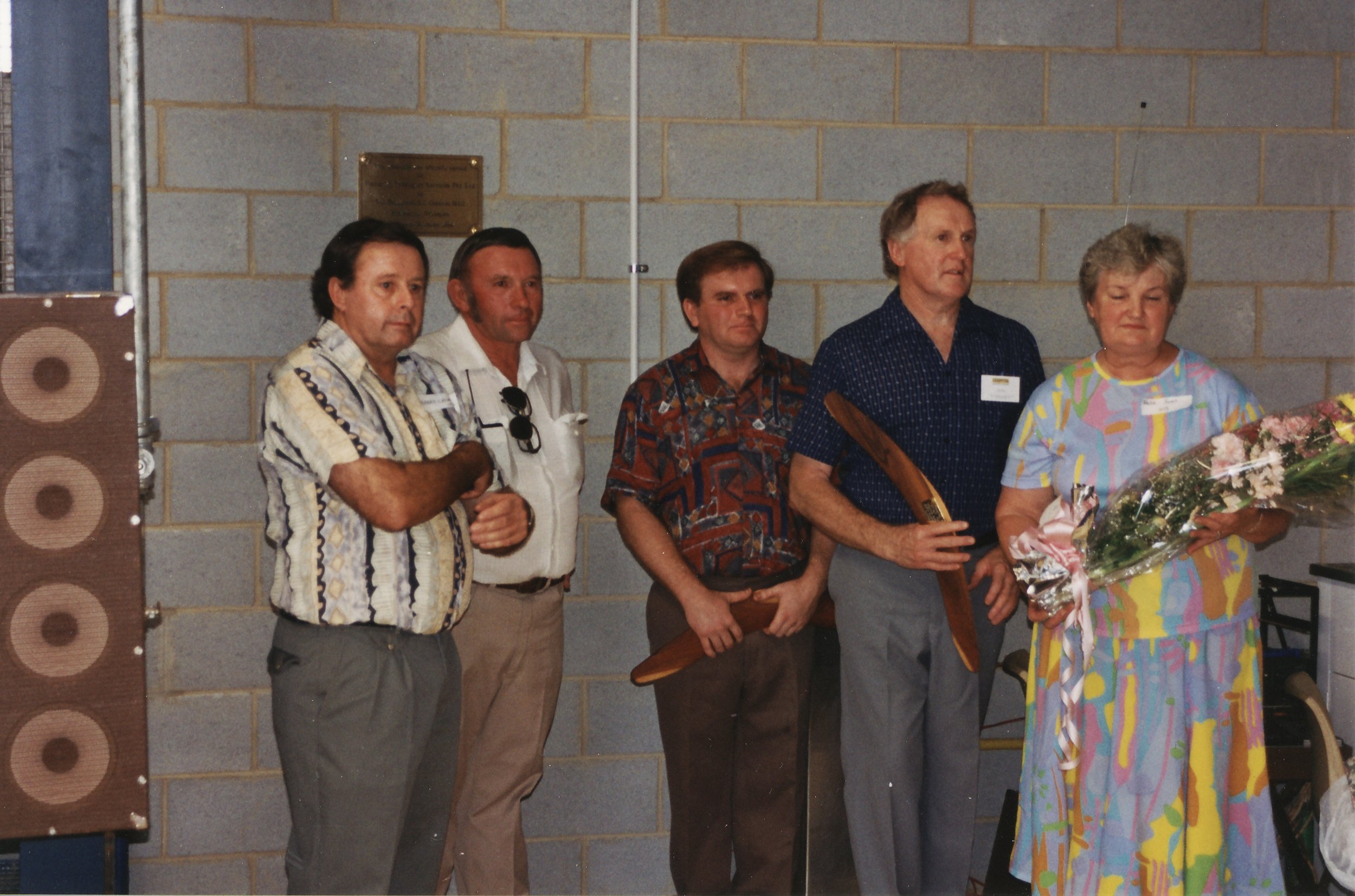 Nellie with Boss Bart (second from left) and HTS staff at the new Kalgoorlie workshop opening 1994.jpeg