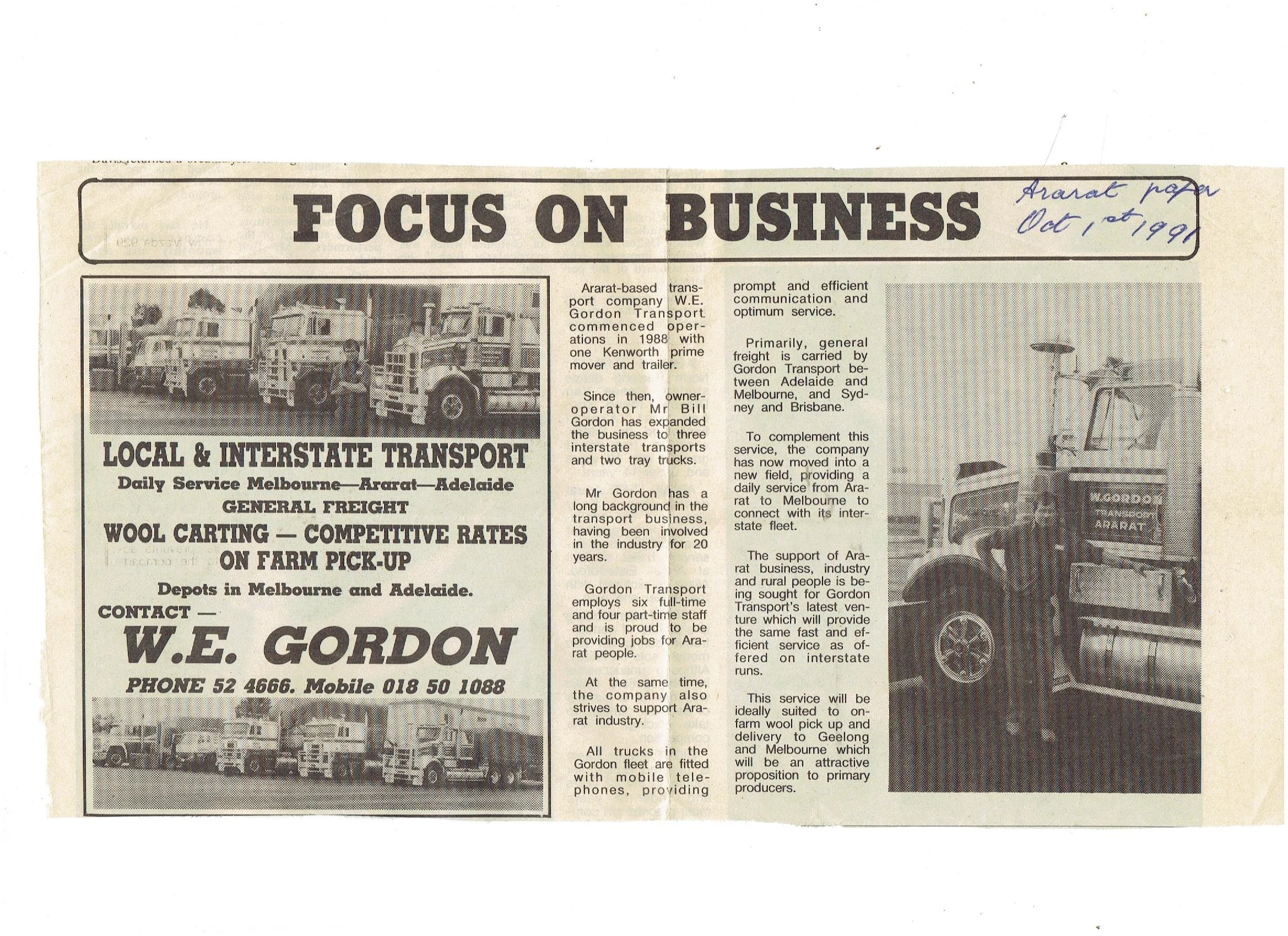 gordon william Ararat Newspaper article Oct 1991.jpg