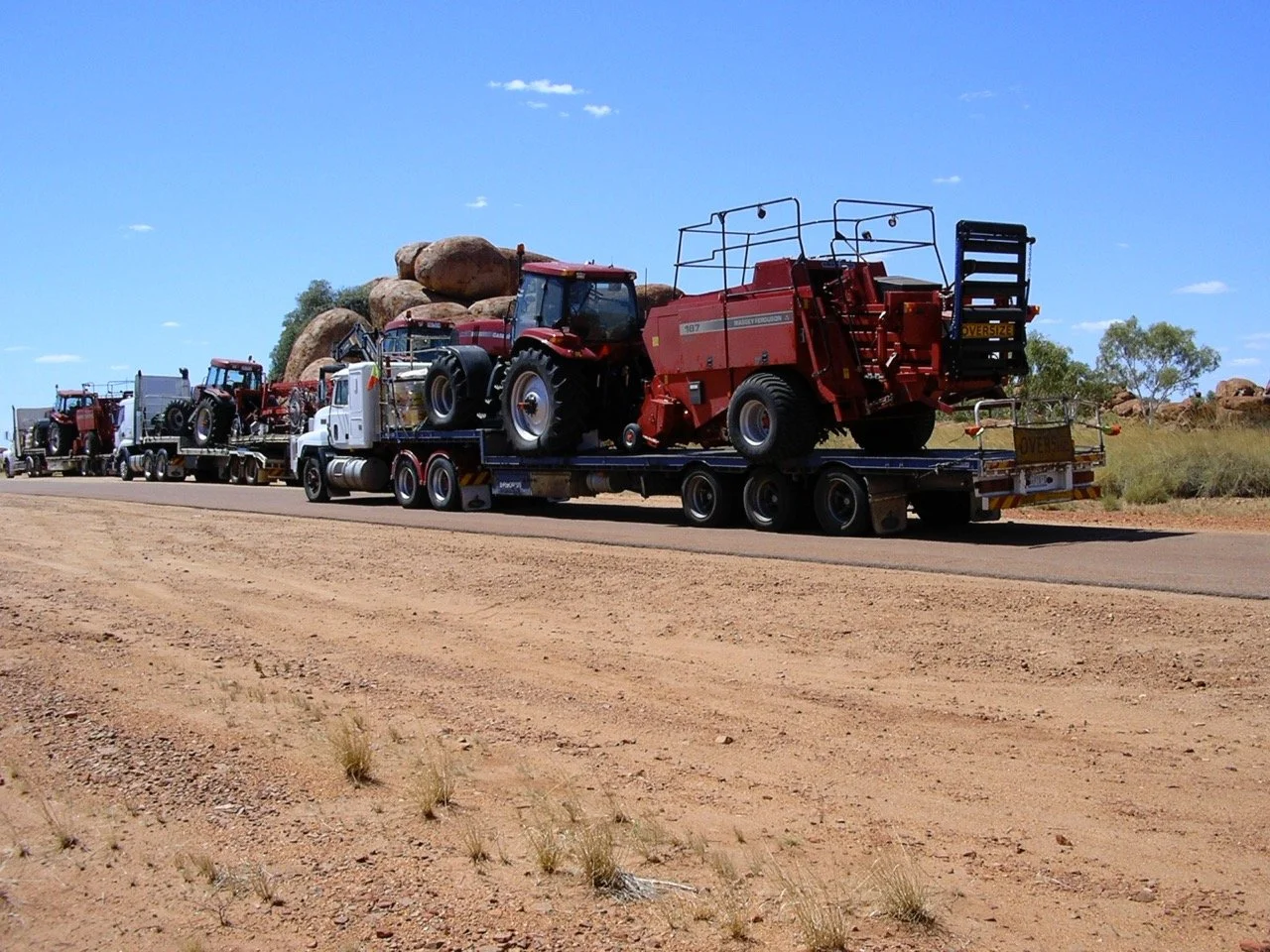 Brian watts in the Convoy to Katherine, NT, at The Devils Marbles north of Wauchope 2014.jpeg