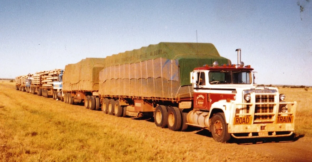 Jim Menz in the Transtar of B&M Menz Transport  somewhere near Winton.jpg